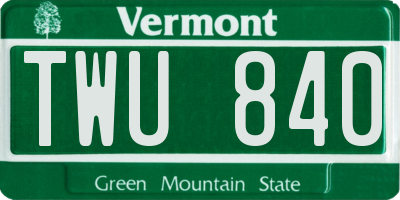 VT license plate TWU840