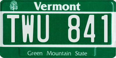 VT license plate TWU841