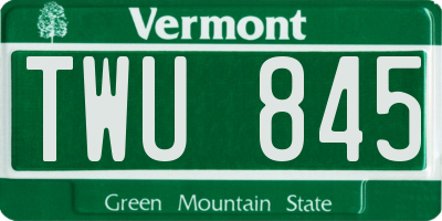 VT license plate TWU845