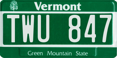 VT license plate TWU847