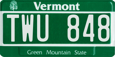 VT license plate TWU848