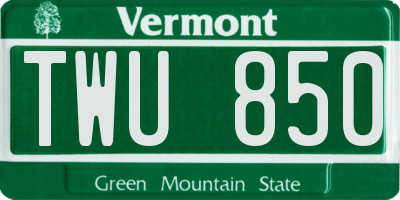 VT license plate TWU850
