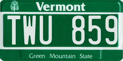 VT license plate TWU859