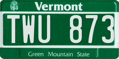 VT license plate TWU873