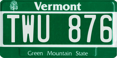 VT license plate TWU876