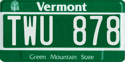 VT license plate TWU878