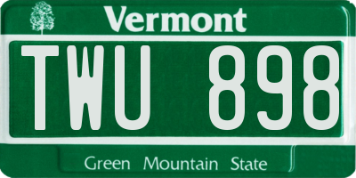 VT license plate TWU898