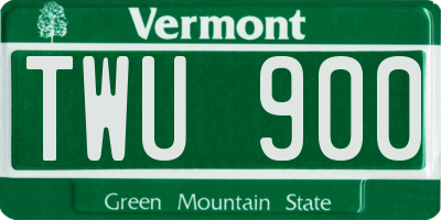 VT license plate TWU900