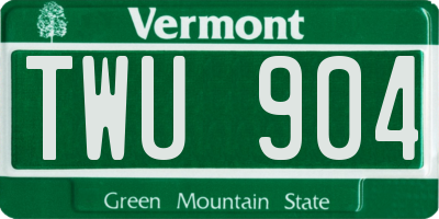 VT license plate TWU904