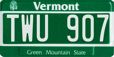 VT license plate TWU907