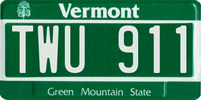 VT license plate TWU911