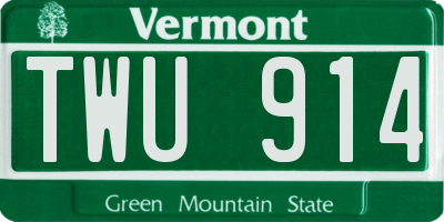 VT license plate TWU914
