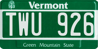 VT license plate TWU926