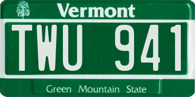 VT license plate TWU941