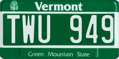 VT license plate TWU949