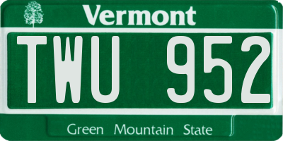 VT license plate TWU952