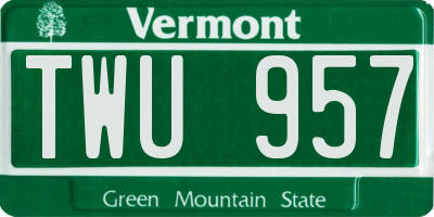 VT license plate TWU957