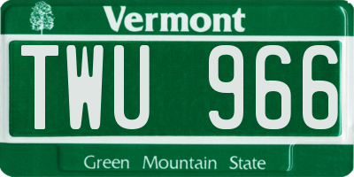 VT license plate TWU966