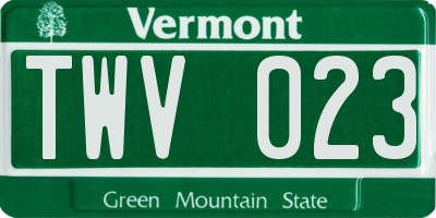 VT license plate TWV023