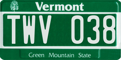 VT license plate TWV038