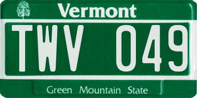 VT license plate TWV049