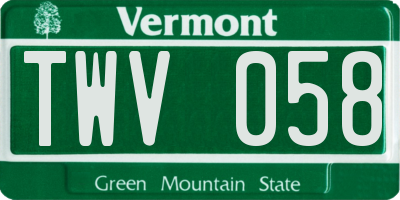 VT license plate TWV058