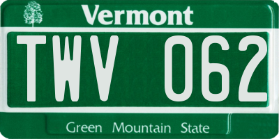 VT license plate TWV062