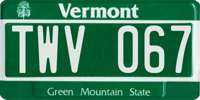 VT license plate TWV067