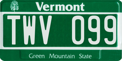 VT license plate TWV099