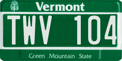 VT license plate TWV104