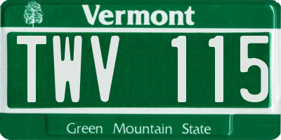 VT license plate TWV115