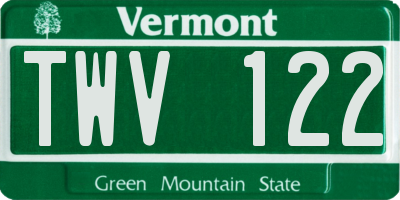 VT license plate TWV122