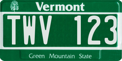 VT license plate TWV123