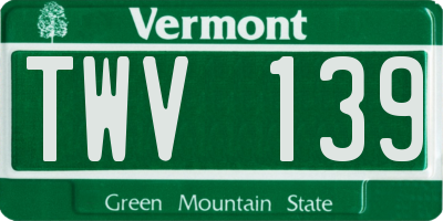 VT license plate TWV139