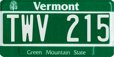 VT license plate TWV215