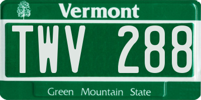 VT license plate TWV288
