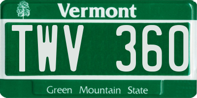 VT license plate TWV360