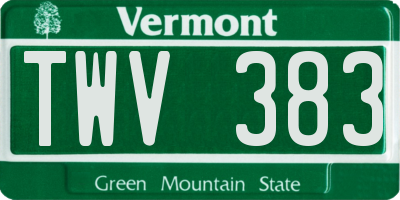 VT license plate TWV383