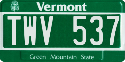 VT license plate TWV537