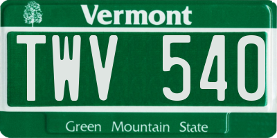 VT license plate TWV540