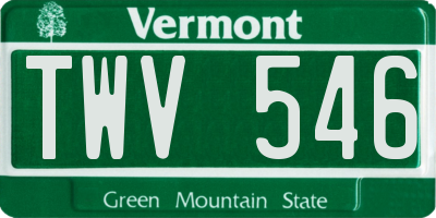 VT license plate TWV546