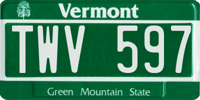 VT license plate TWV597