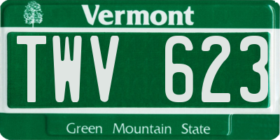 VT license plate TWV623
