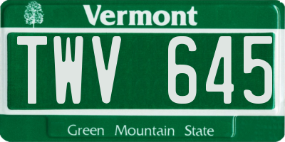 VT license plate TWV645