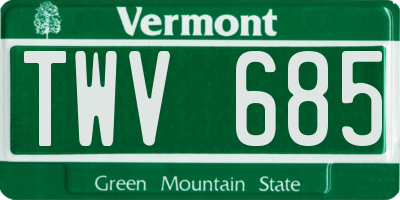 VT license plate TWV685