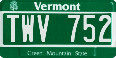 VT license plate TWV752