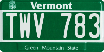 VT license plate TWV783