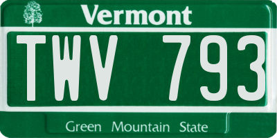 VT license plate TWV793