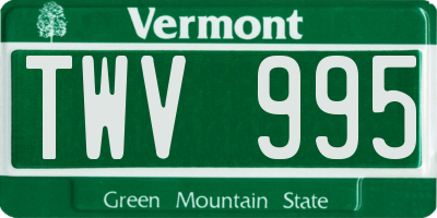 VT license plate TWV995