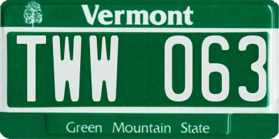 VT license plate TWW063